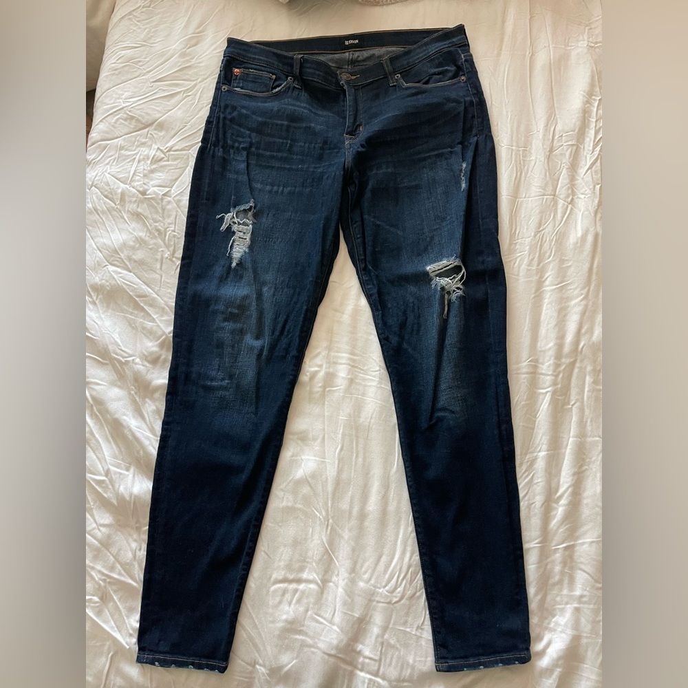 Hudson Jeans Women's Dark Blue Distressed Skinny Jeans